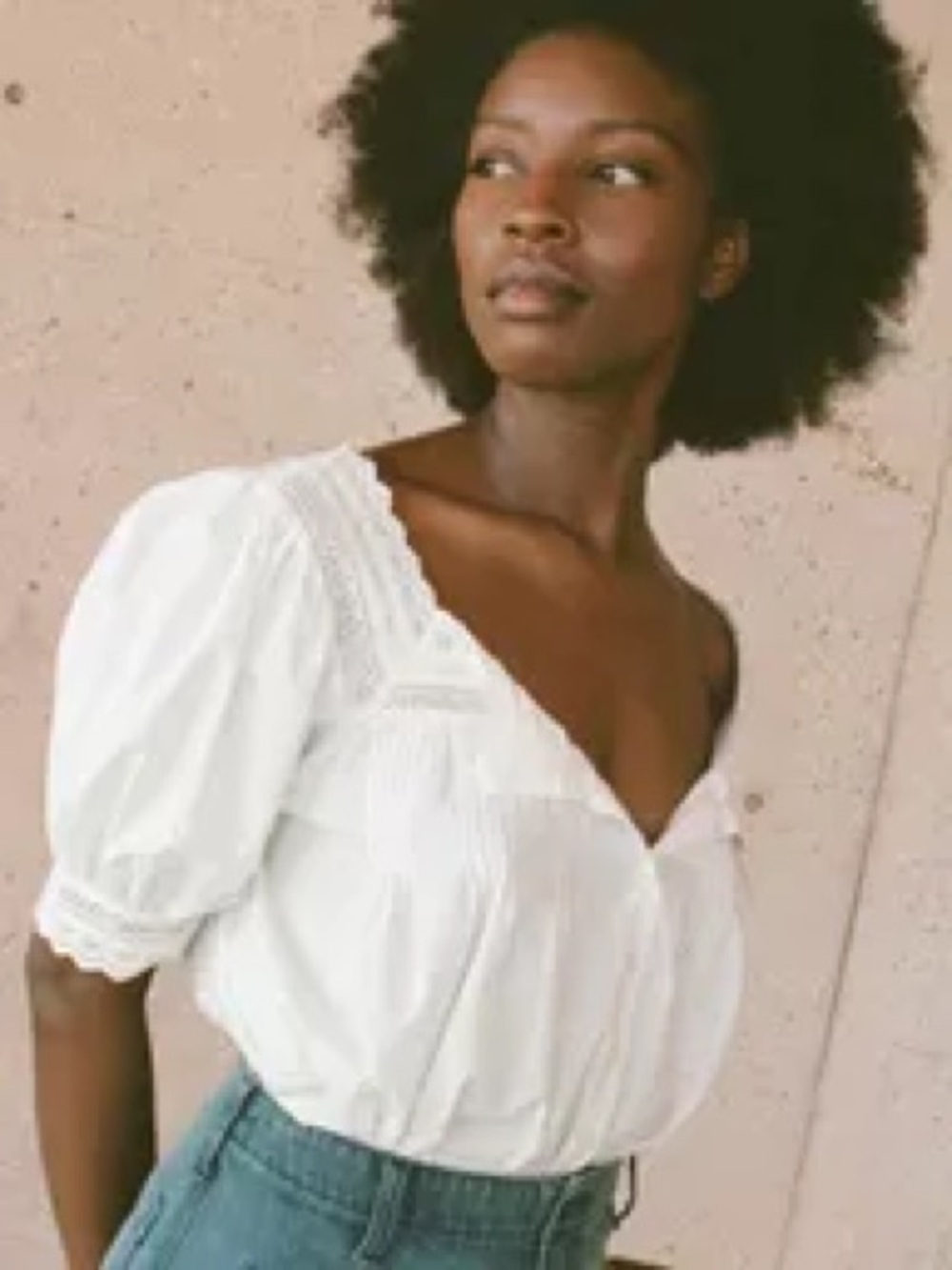 Doen Trieste White Lace Trim Blouse XL RARE
